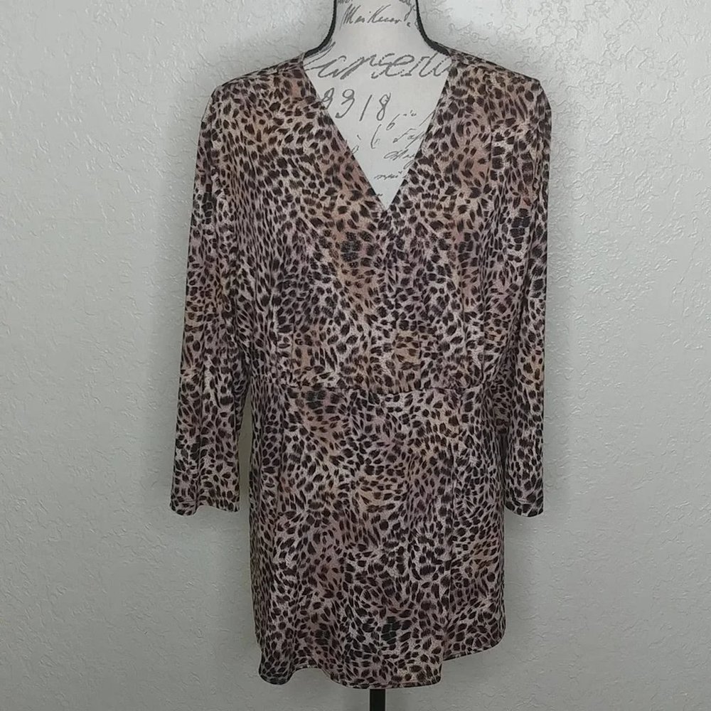 Chico's Animal Print Mock Wrap Top